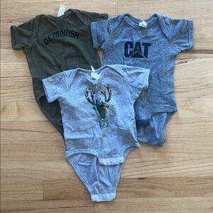 Rabbit Skins Gray and Green Baby Onesies
